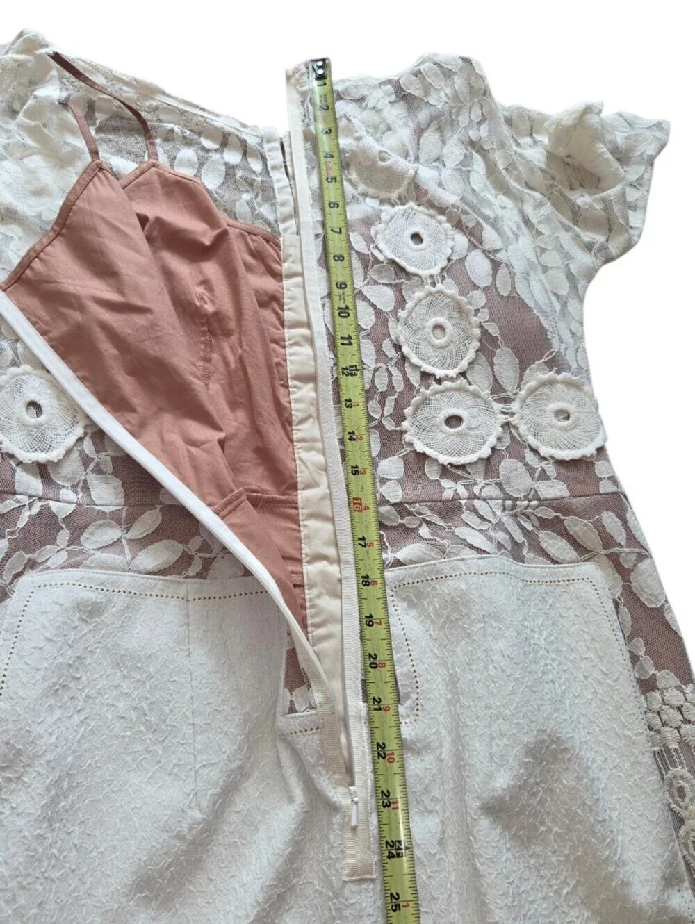 Byron Lars Cream Lace Zip-Front Mini Dress